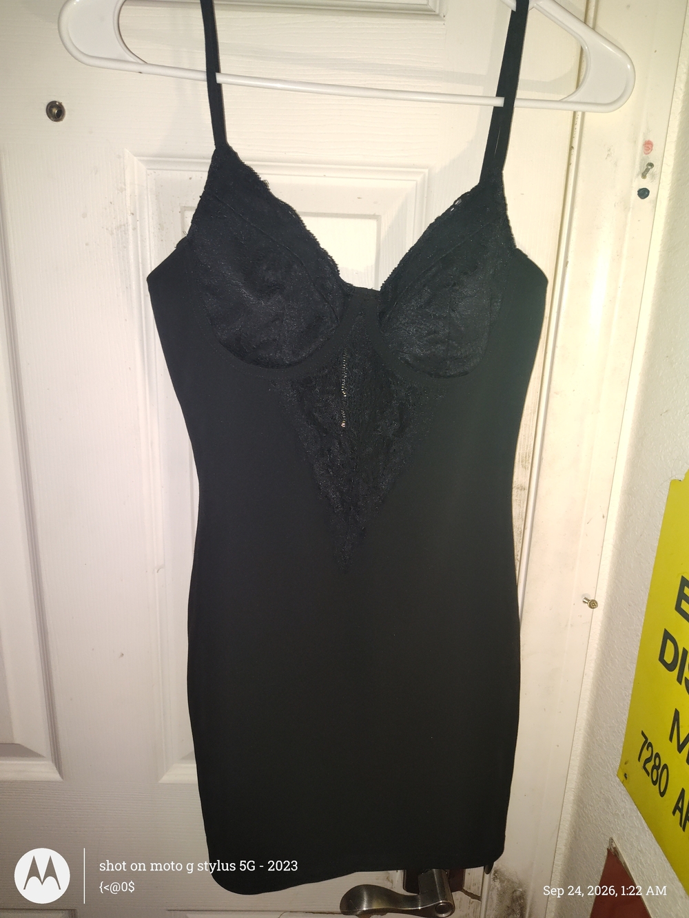 privy Black Lace Trim Slip Dress